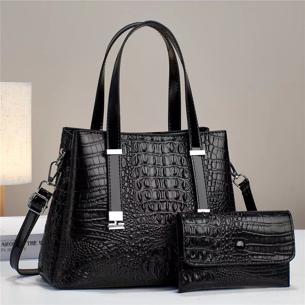 Women's Fashion Crocodile Pattern Large Capacity Combination Bag