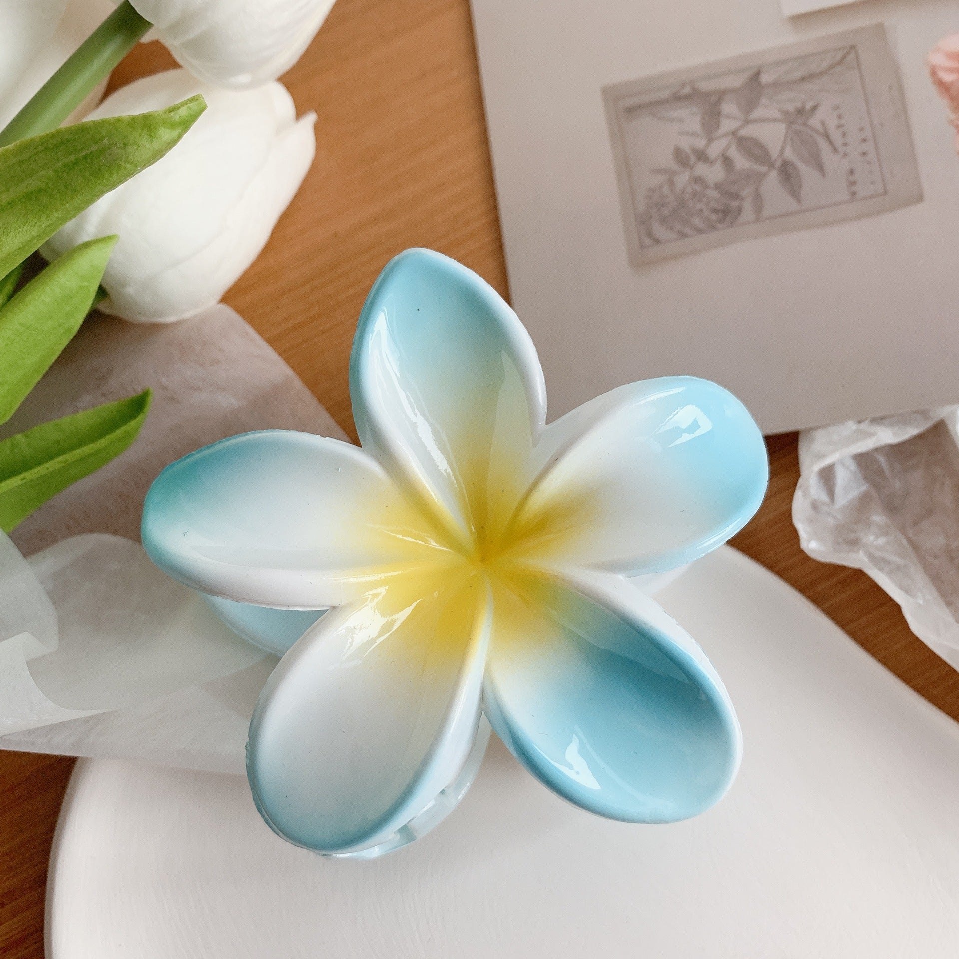 Muweordy Plumeria Hair Clips Flower Hair Clip Trendy Hair Claw Clip