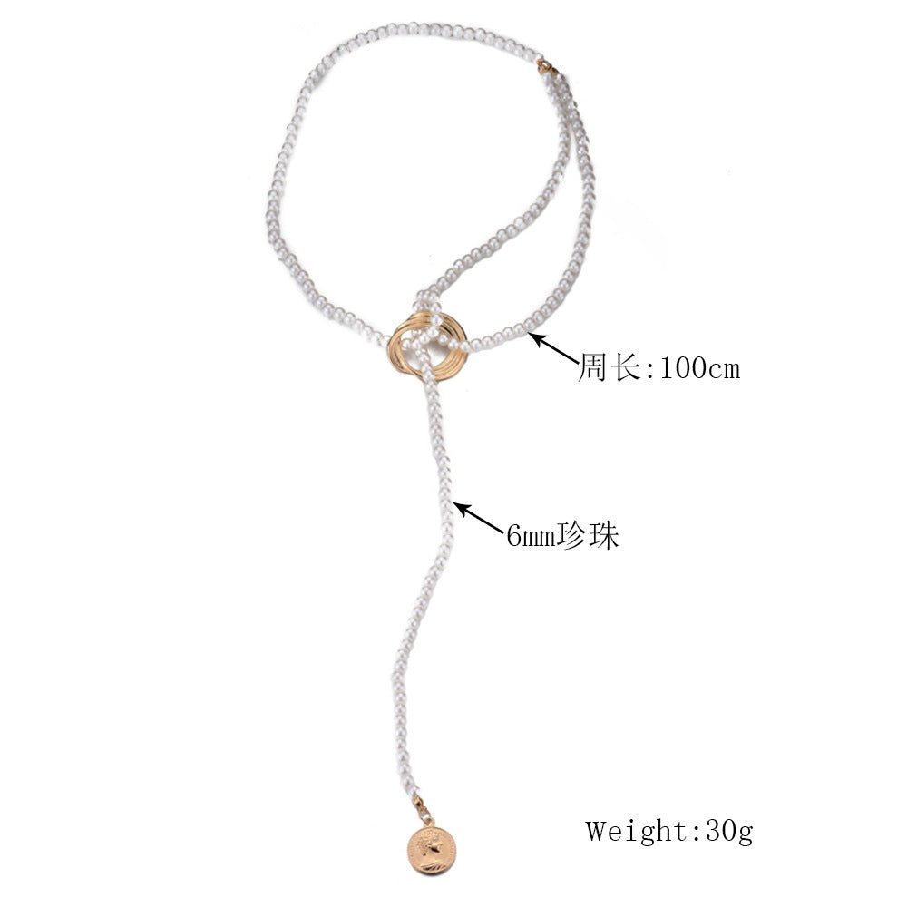 Vintage Pearl Portrait Lariat