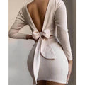 Cross-border Bow Halter Long Sleeve Mini Dress