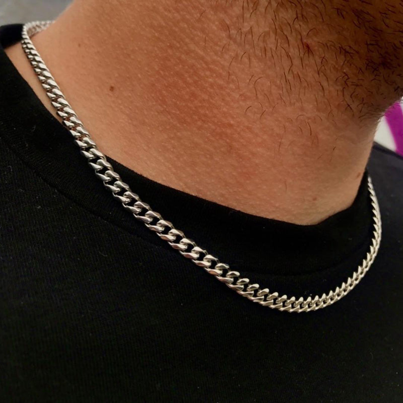 Less Steel Figaro Cuban Chain Necklace