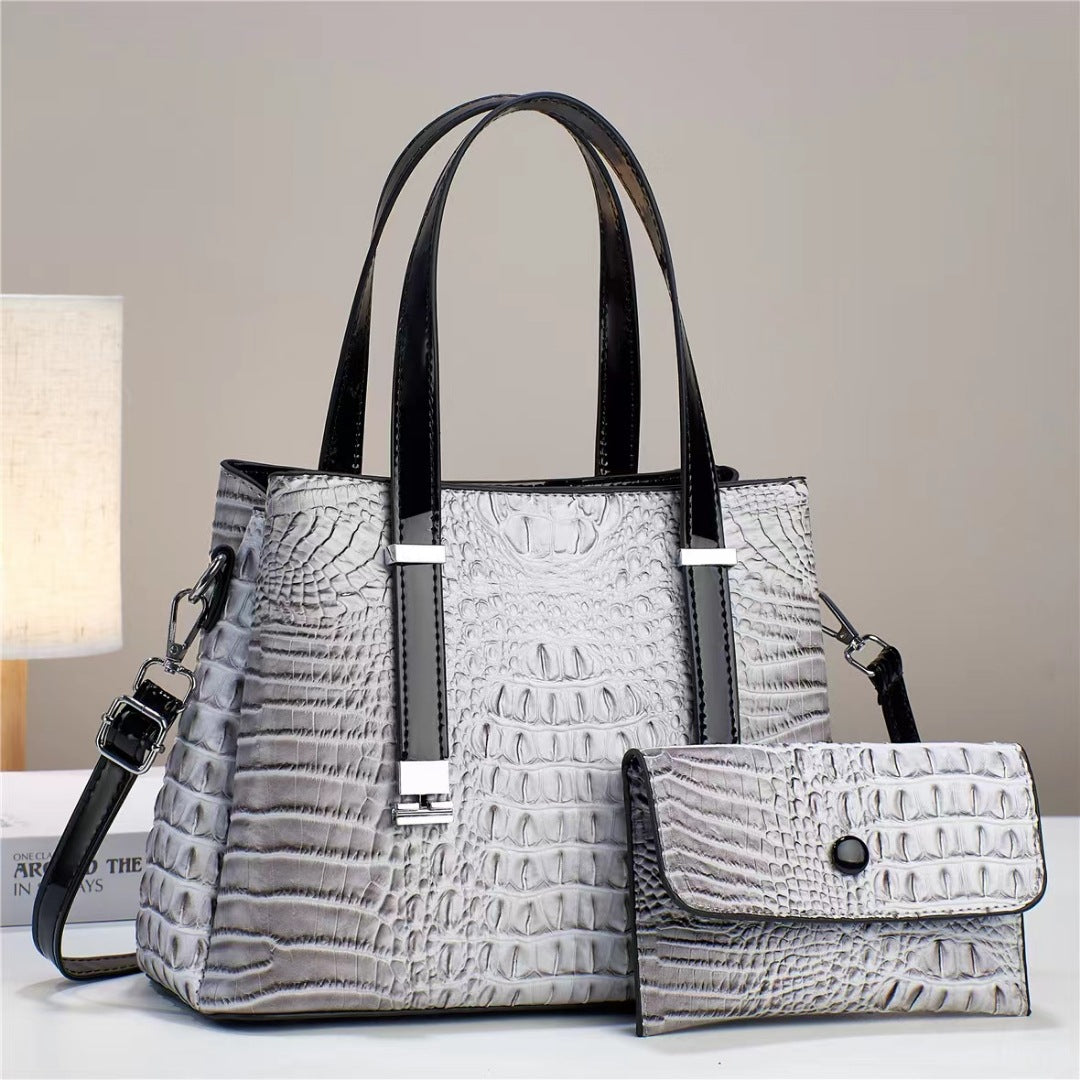 Women's Fashion Crocodile Pattern Large Capacity Combination Bag