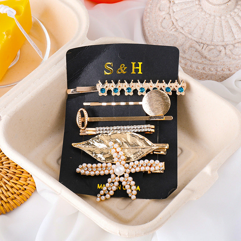 Metal Hair Clips For Girls Pearl Rhainestone Hairpins Bangs Barrettes Headband Hairgrip  Hair Accessories