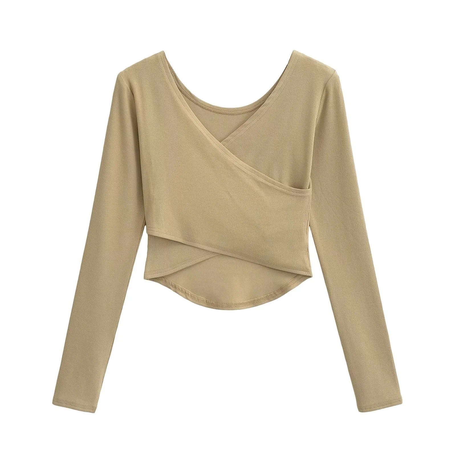 Women's Pure Desire Style Cross V-neck Wrapped Chest Long Sleeve