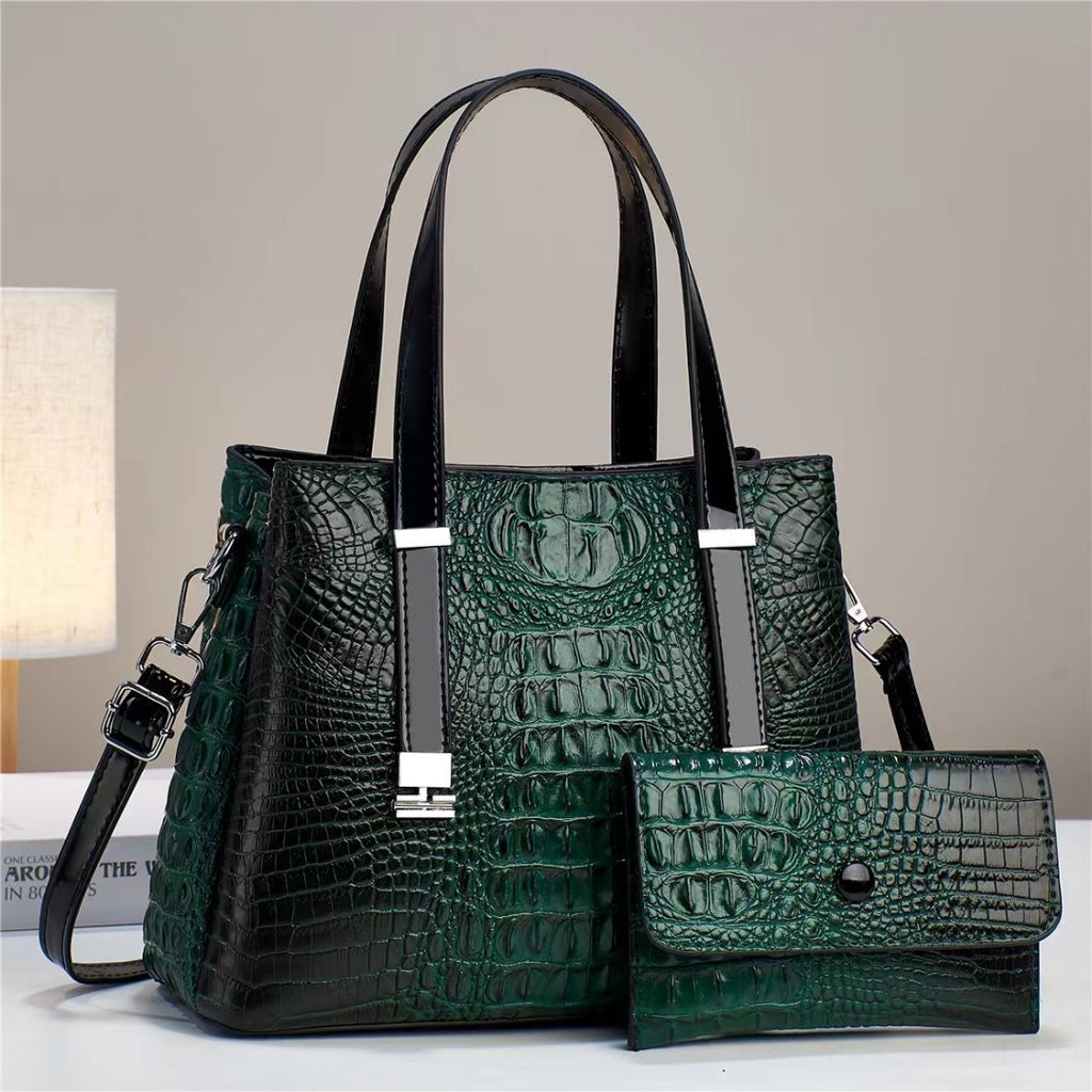 Women's Fashion Crocodile Pattern Large Capacity Combination Bag