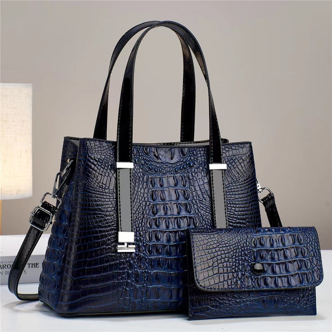 Women's Fashion Crocodile Pattern Large Capacity Combination Bag