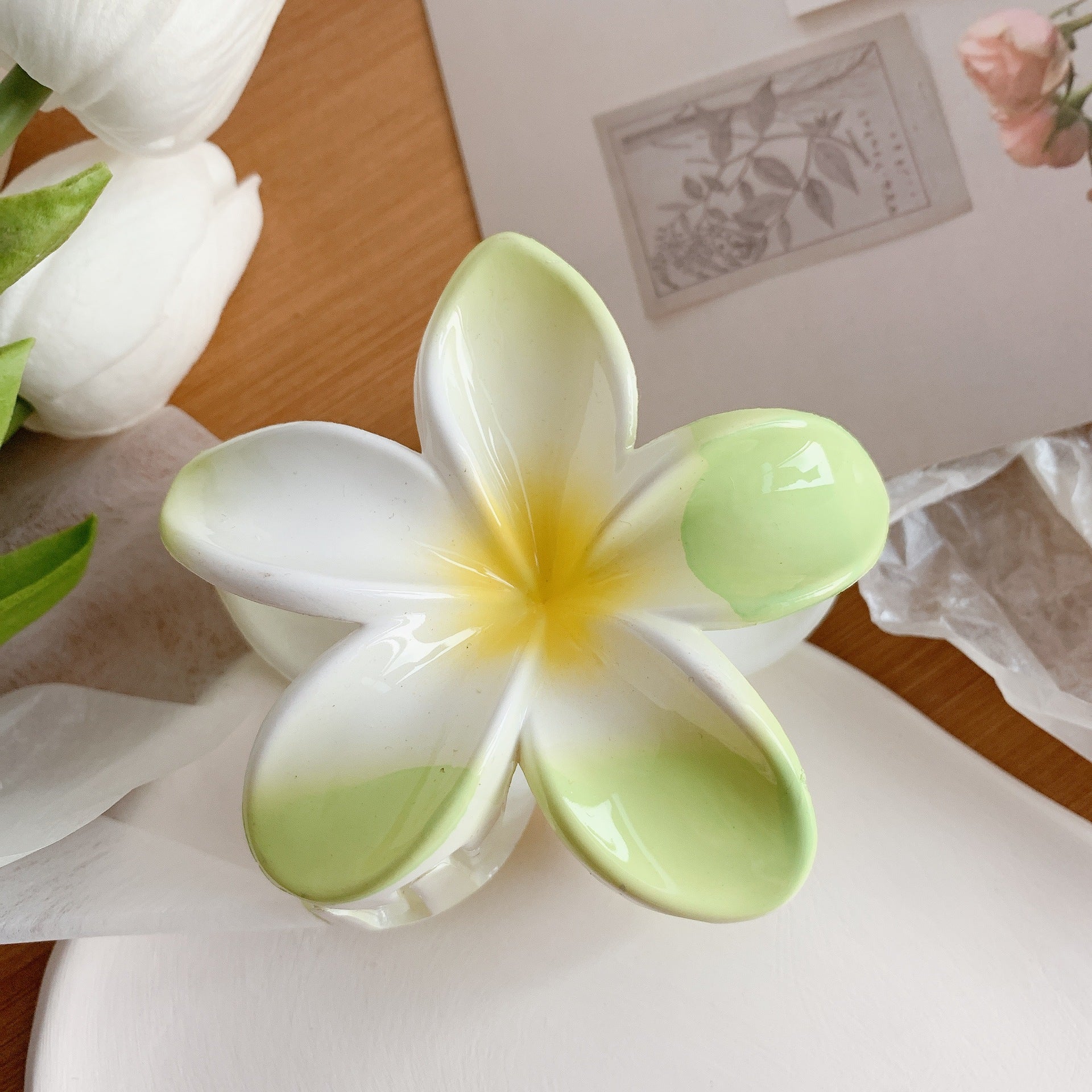 Muweordy Plumeria Hair Clips Flower Hair Clip Trendy Hair Claw Clip