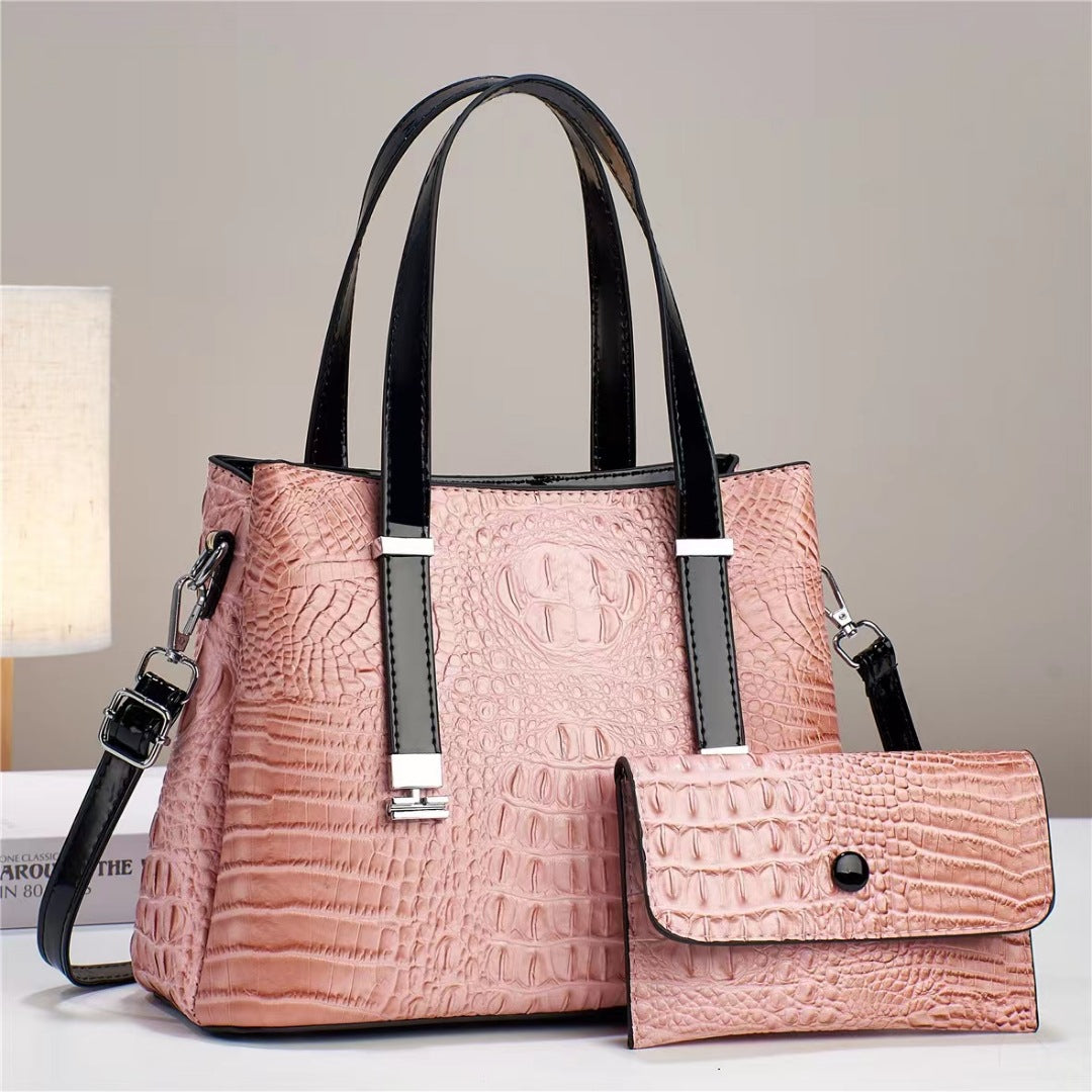 Women's Fashion Crocodile Pattern Large Capacity Combination Bag