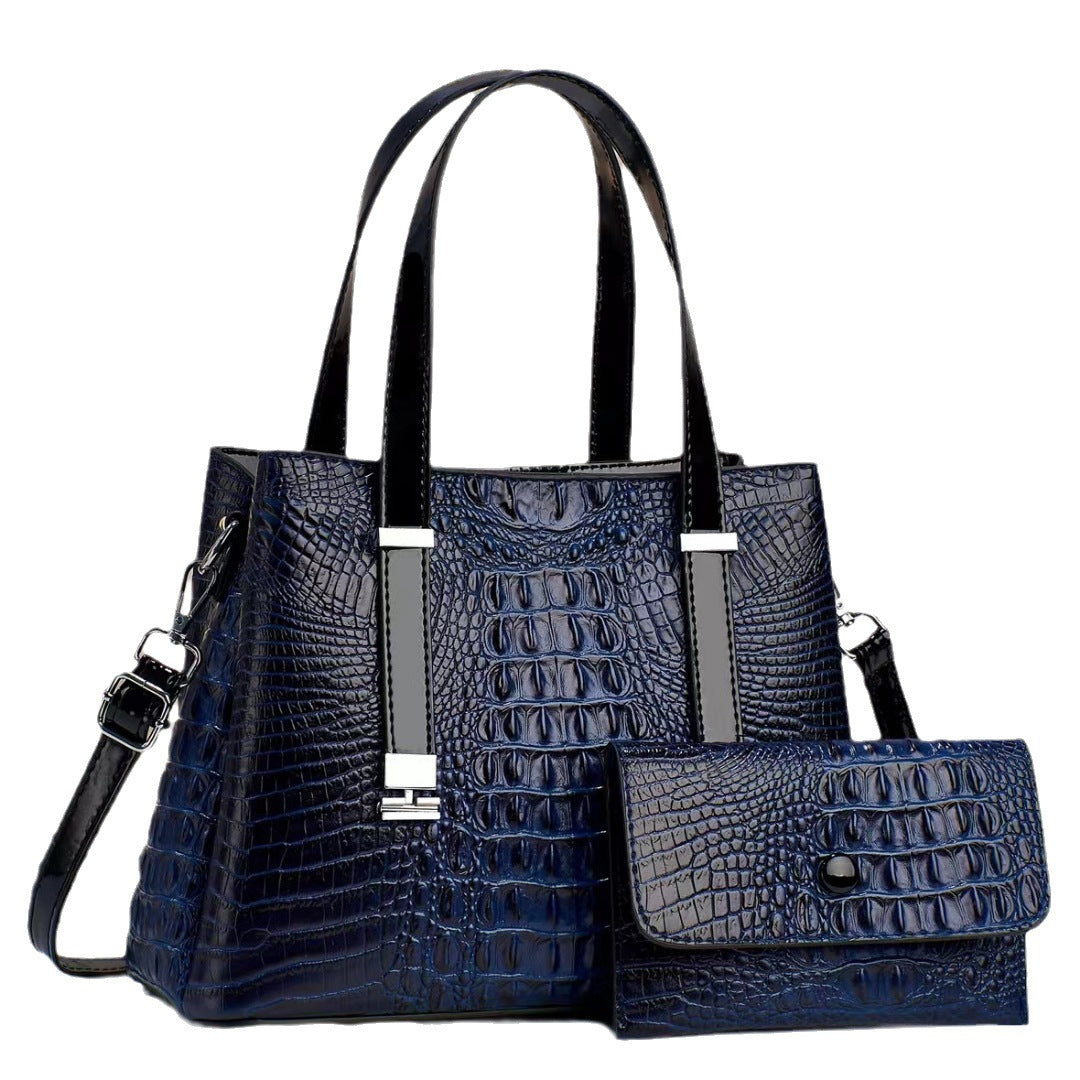 Women's Fashion Crocodile Pattern Large Capacity Combination Bag