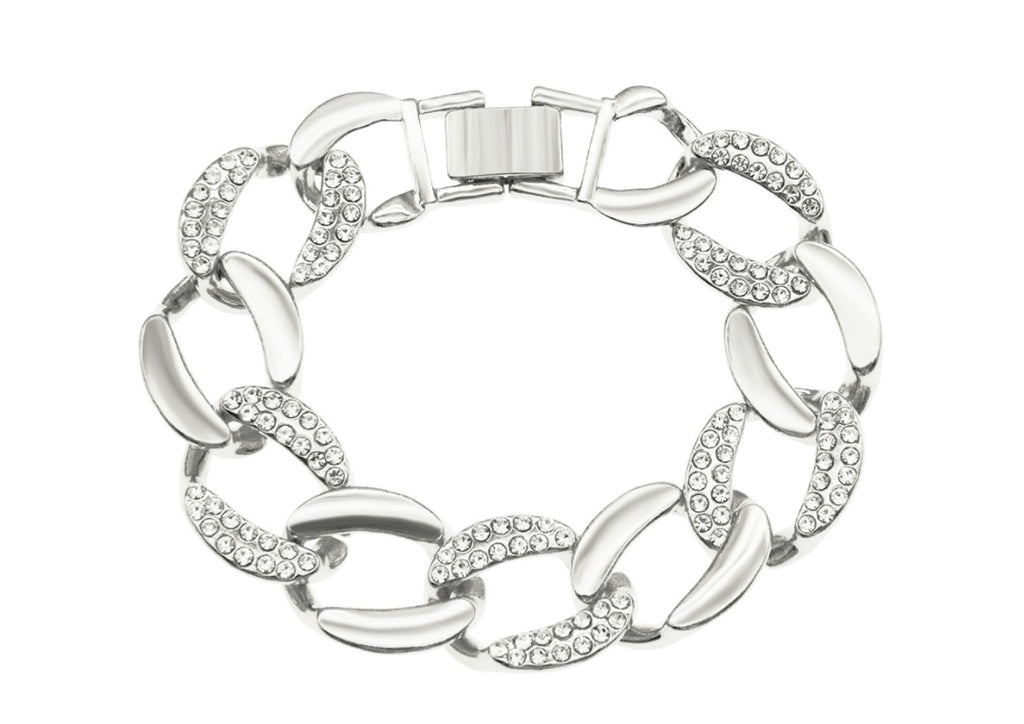 Wide Diamond-Studded Cuban Chain Men And Women Fashion Bracelet