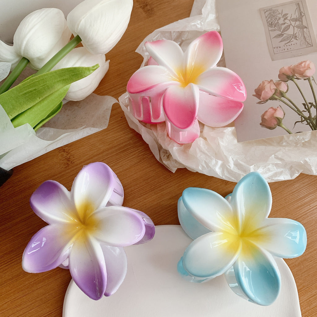 Muweordy Plumeria Hair Clips Flower Hair Clip Trendy Hair Claw Clip