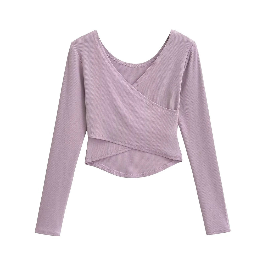 Women's Pure Desire Style Cross V-neck Wrapped Chest Long Sleeve