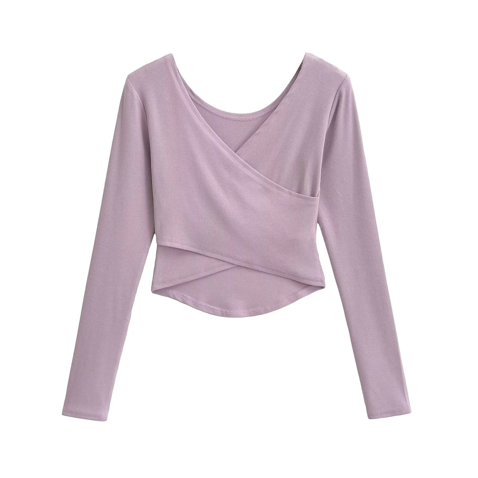 Women's Pure Desire Style Cross V-neck Wrapped Chest Long Sleeve