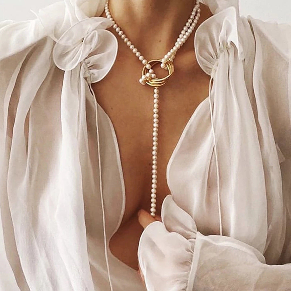 Vintage Pearl Portrait Lariat