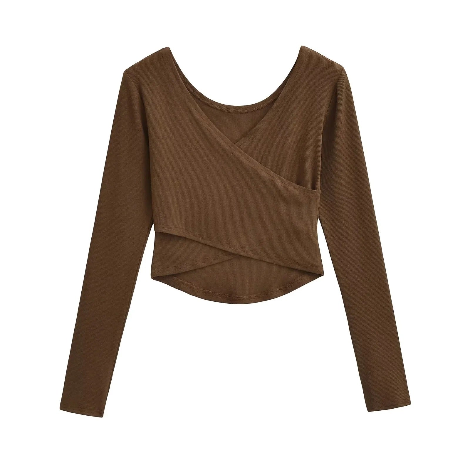 Women's Pure Desire Style Cross V-neck Wrapped Chest Long Sleeve
