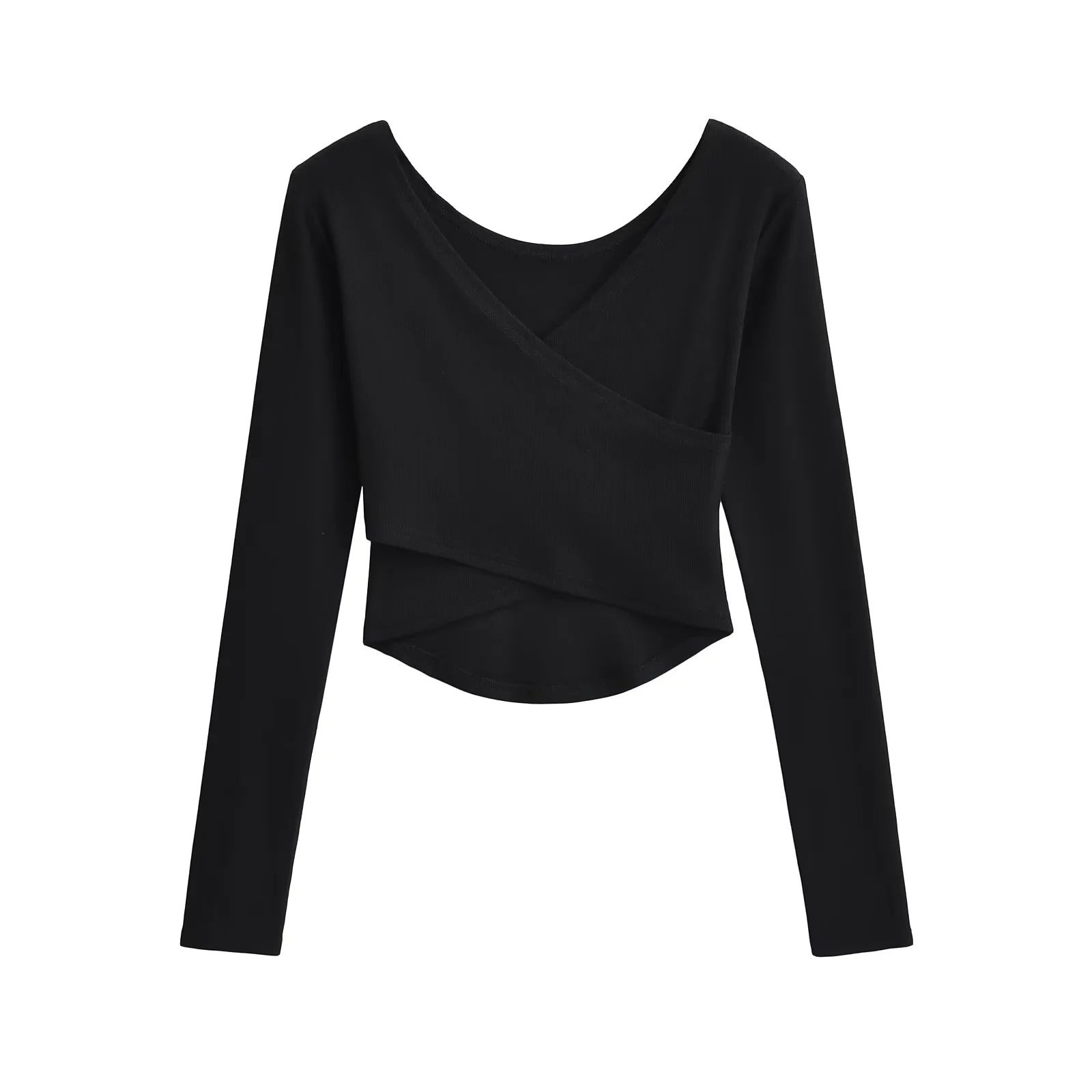 Women's Pure Desire Style Cross V-neck Wrapped Chest Long Sleeve